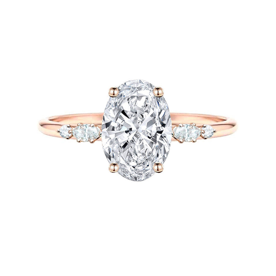 2 carat oval lab grown diamond engagement ring in rose gold