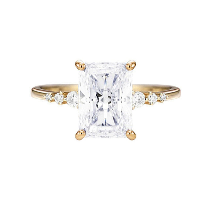 Elara 5 Carat Radiant Cut Lab Created Diamond Engagement Ring in 18K Gold