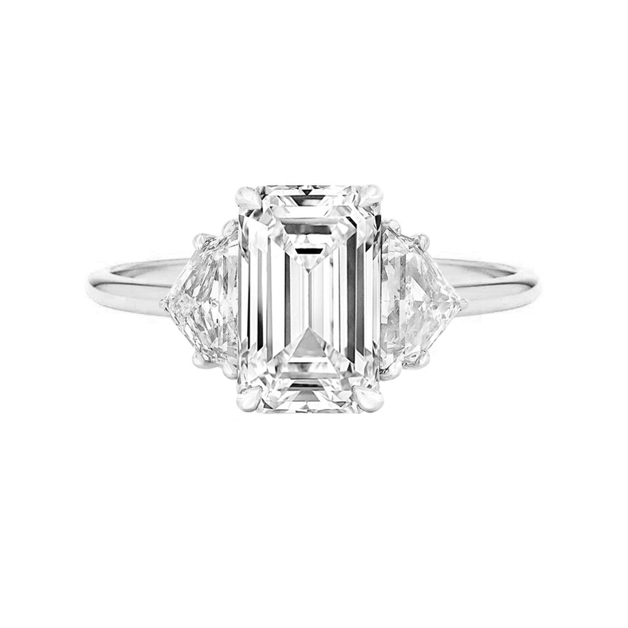 5 Carat Lab Grown Emerald Cut Diamond Engagement Ring With Cadillac Diamonds