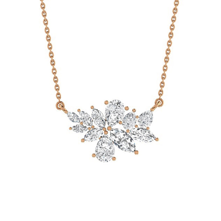 Cluster diamond necklace in rose gold