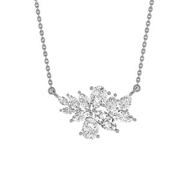 Cluster diamond necklace in white gold