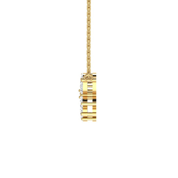 Diamond necklace in yellow gold side view