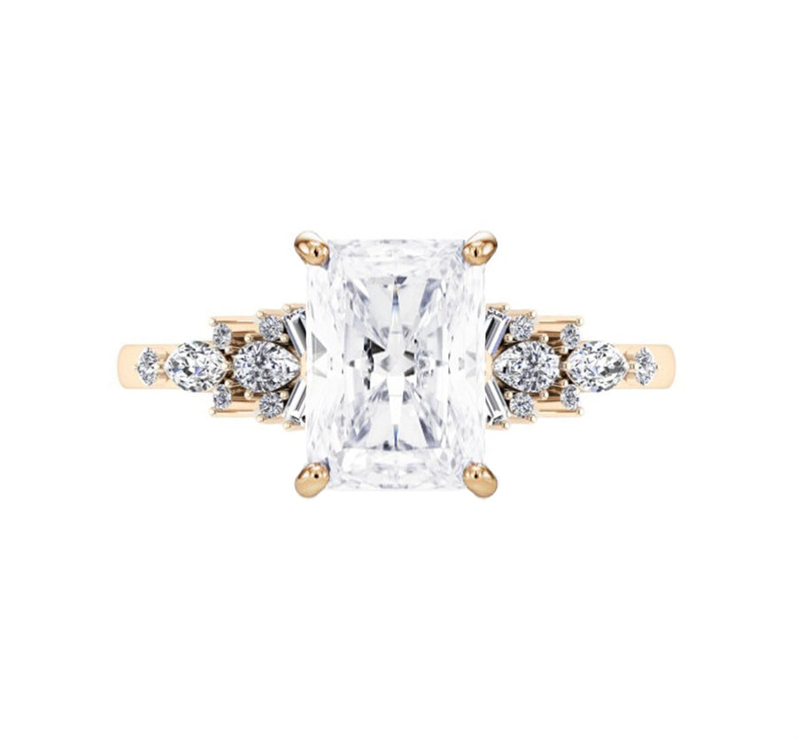 Fiora 2 Carat Radiant Cut Lab Grown Diamond Engagement Ring in 18K Gold