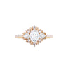 Nature Inspired Three Stone Oval Natural Diamond Engagement Ring in 18K Yellow Gold