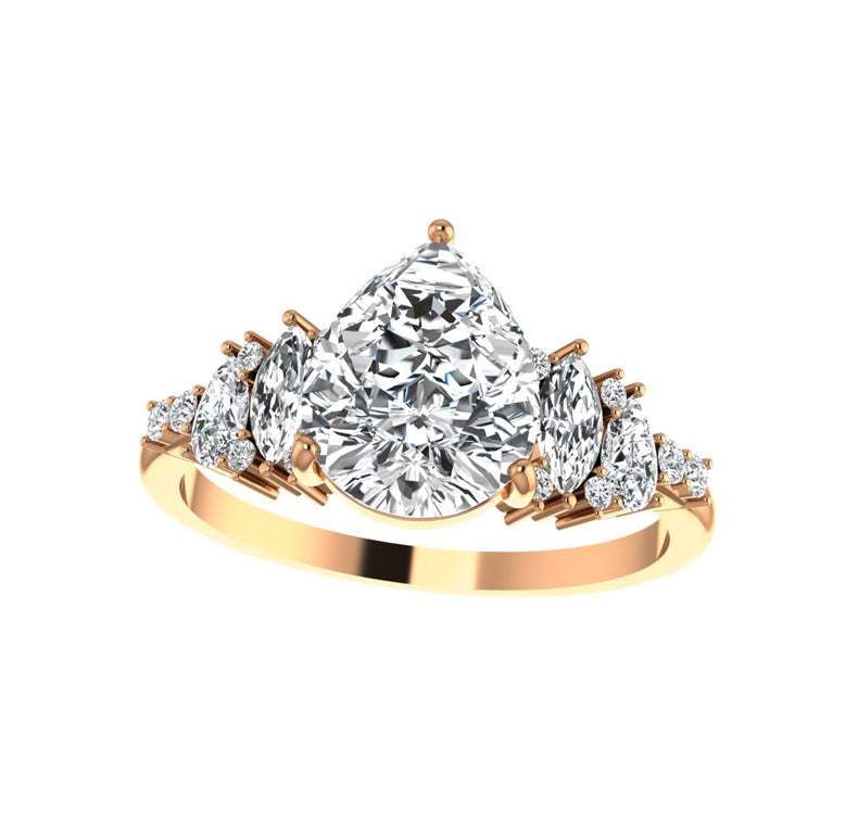 Gia 2 Carat Pear Natural Diamond Engagement Ring in 18K Gold