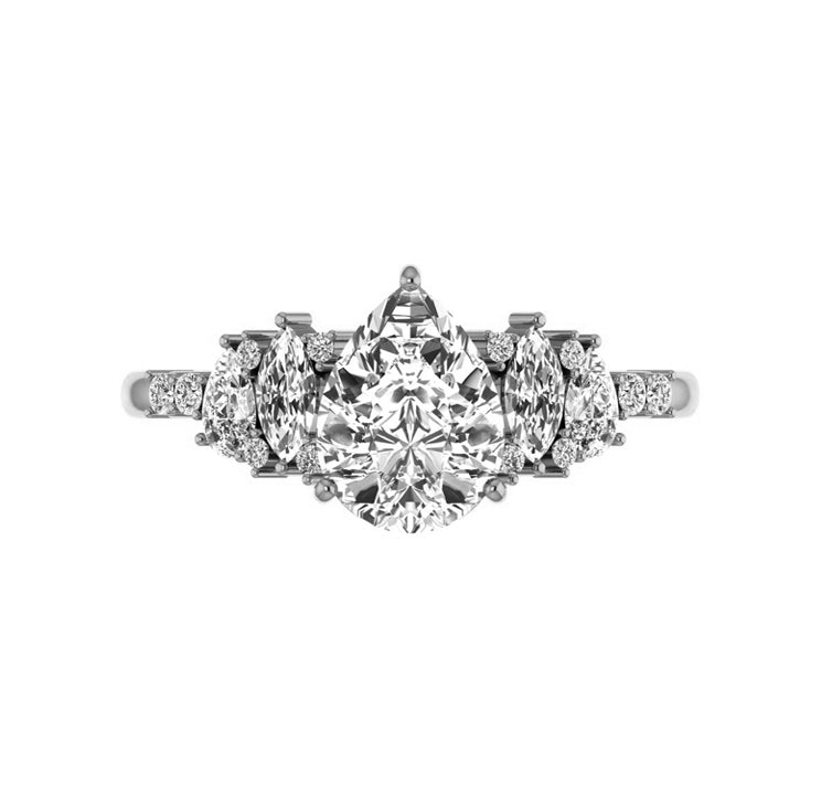 Gia 2 Carat Pear Lab Diamond Engagement Ring in 18K Gold