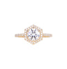 Hexagonal Halo 2 Carat Lab Grown Diamond Engagement Ring in 14K Yellow Gold