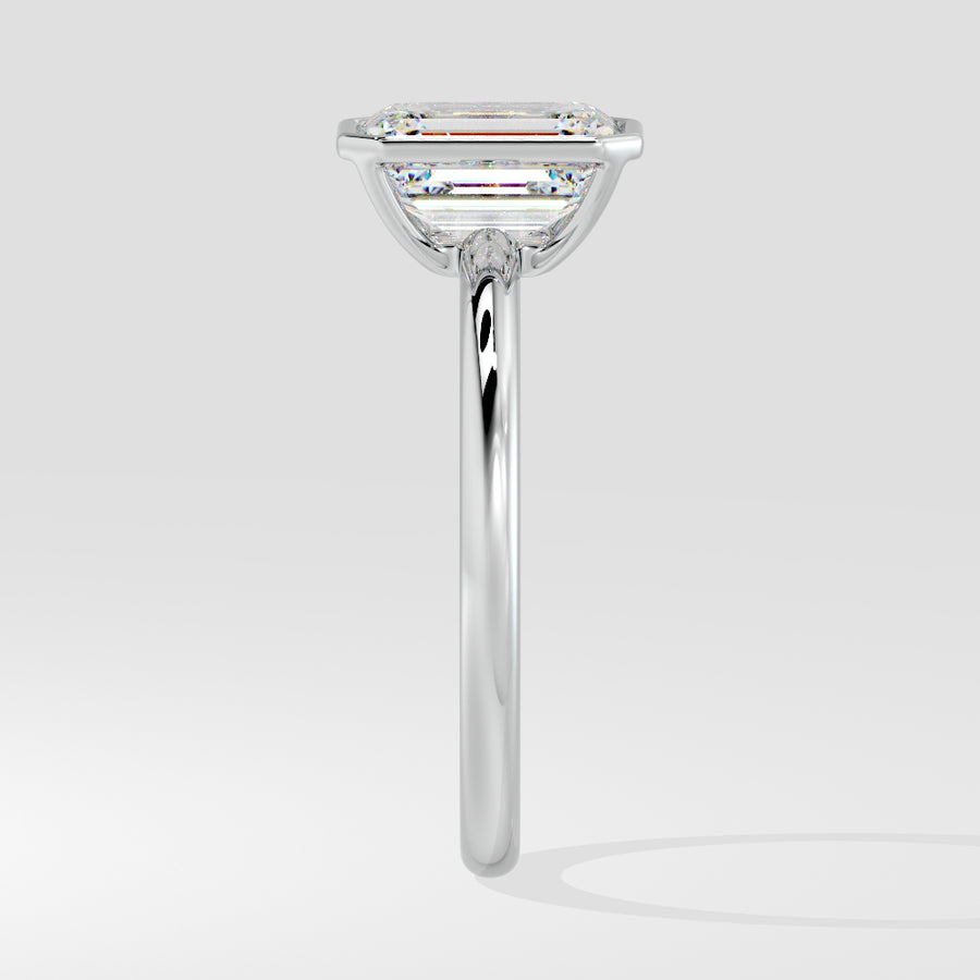 2 Carat Bezel Set Lab Grown Emerald Diamond Engagement Ring in 14K Gold