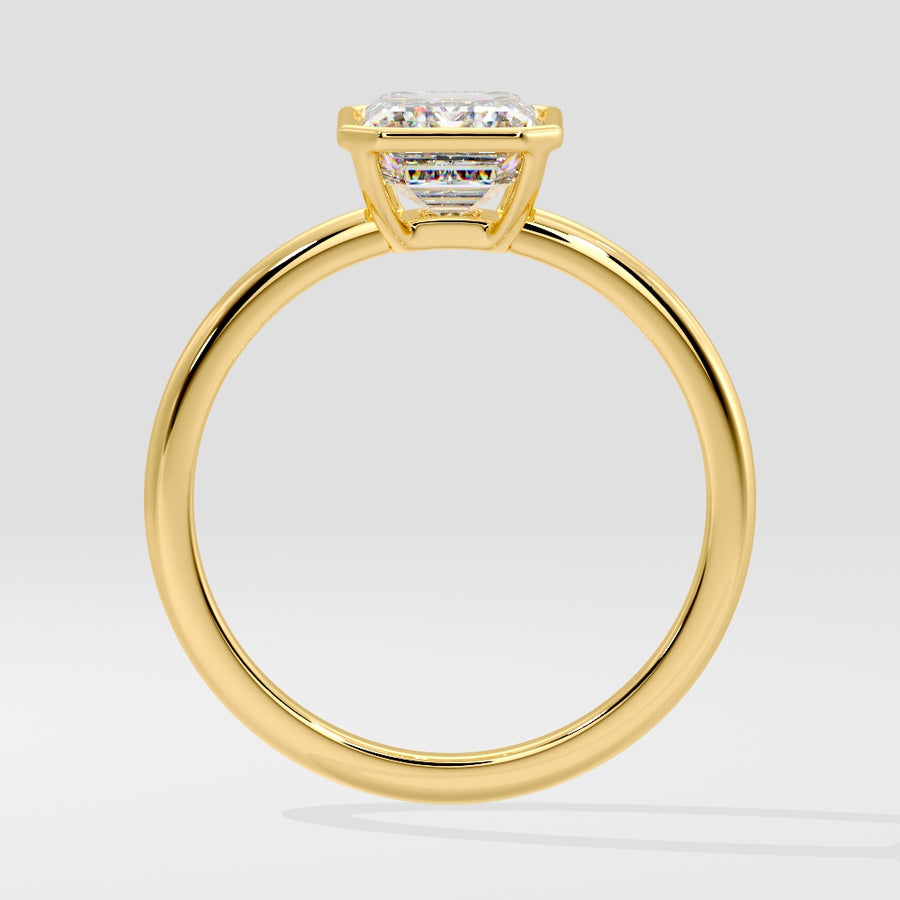 2 Carat Bezel Set Lab Grown Emerald Diamond Engagement Ring in 14K Gold