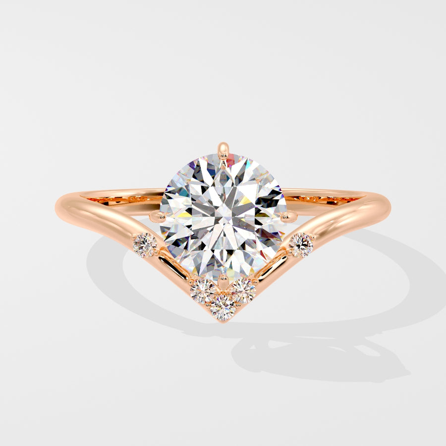 2 Carat Chevron Round Lab Grown Diamond Engagement Ring in 18K Gold