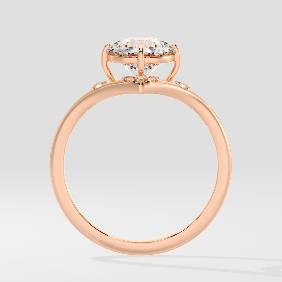 2 Carat Chevron Round Lab Grown Diamond Engagement Ring in 18K Gold
