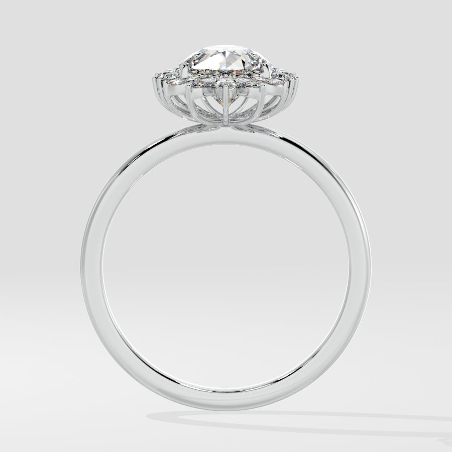 Athena 2 Carat Art Deco Lab Grown Pear Diamond Engagement Ring in 18K Gold