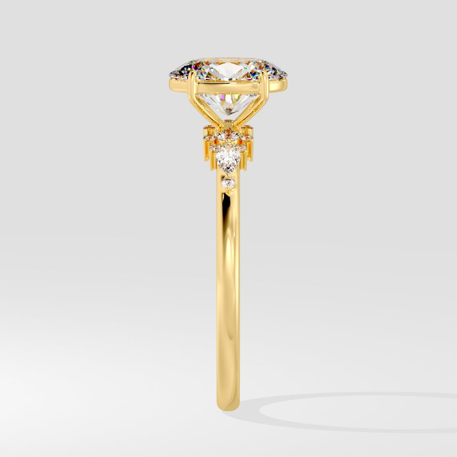 Olivia 2 Carat Lab Created Oval Diamond Engagement Ring in 18K Gold