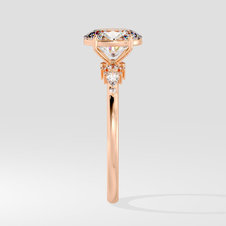 Olivia 3 Carat Lab Created Oval Pink Diamond Engagement Ring in 18K Gold