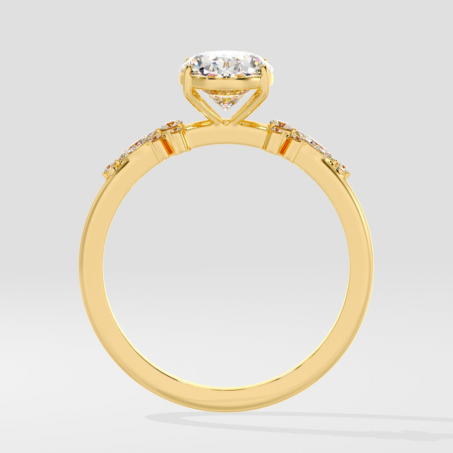 3 Carat Lab Grown Oval Diamond Engagement Ring in 18K Gold