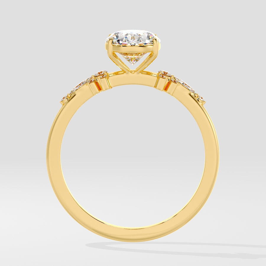 Olivia 3 Carat Lab Created Oval Pink Diamond Engagement Ring in 18K Gold