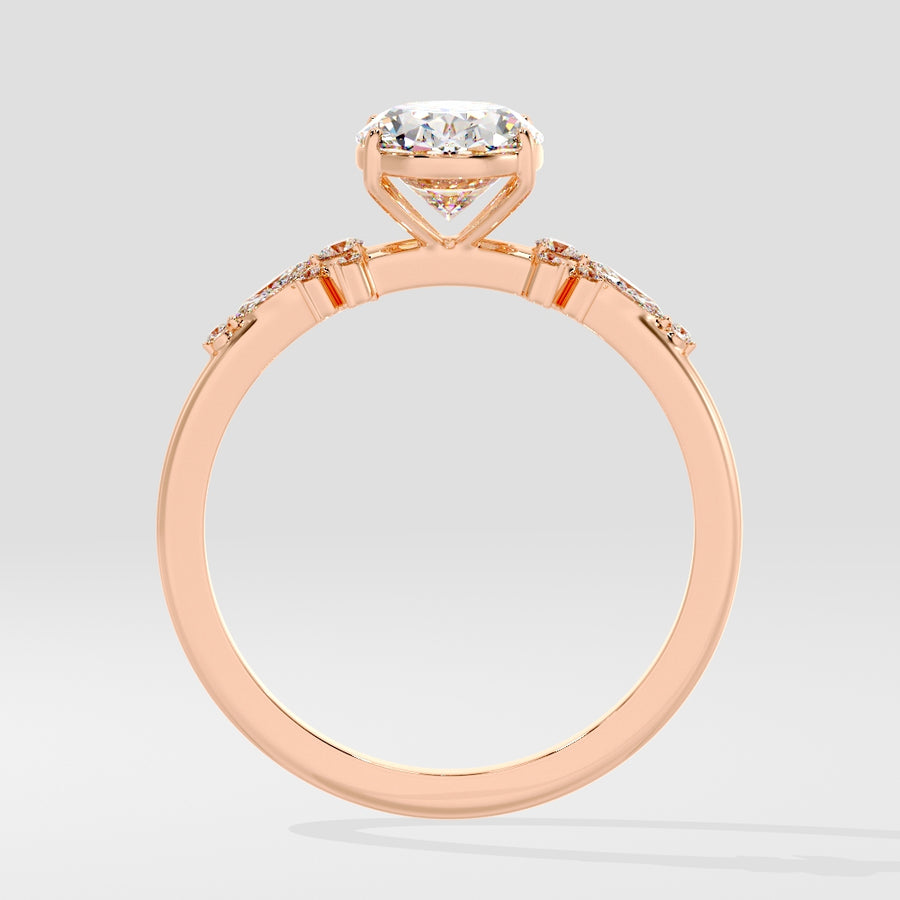 Olivia 3 Carat Lab Grown Oval Diamond Engagement Ring in 18K Gold