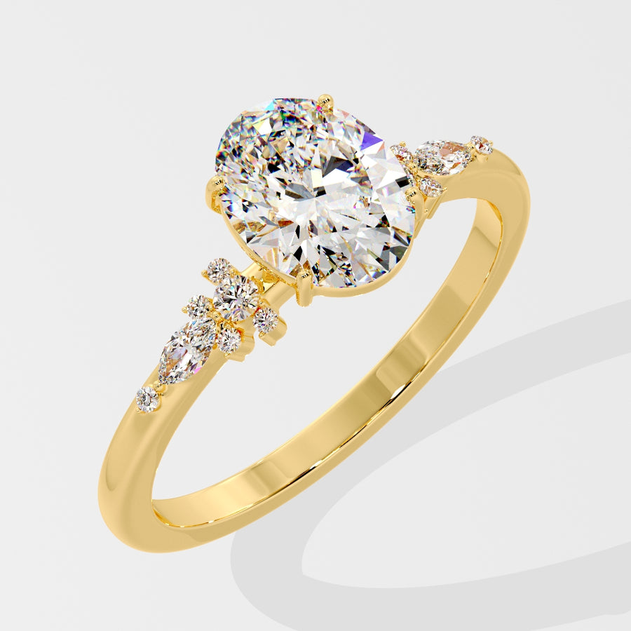 Olivia 2 Carat Natural Oval Diamond Engagement Ring in 18K Gold