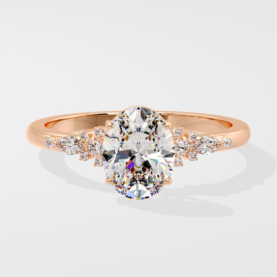 Olivia 2 Carat Lab Created Oval Diamond Engagement Ring in 18K Gold