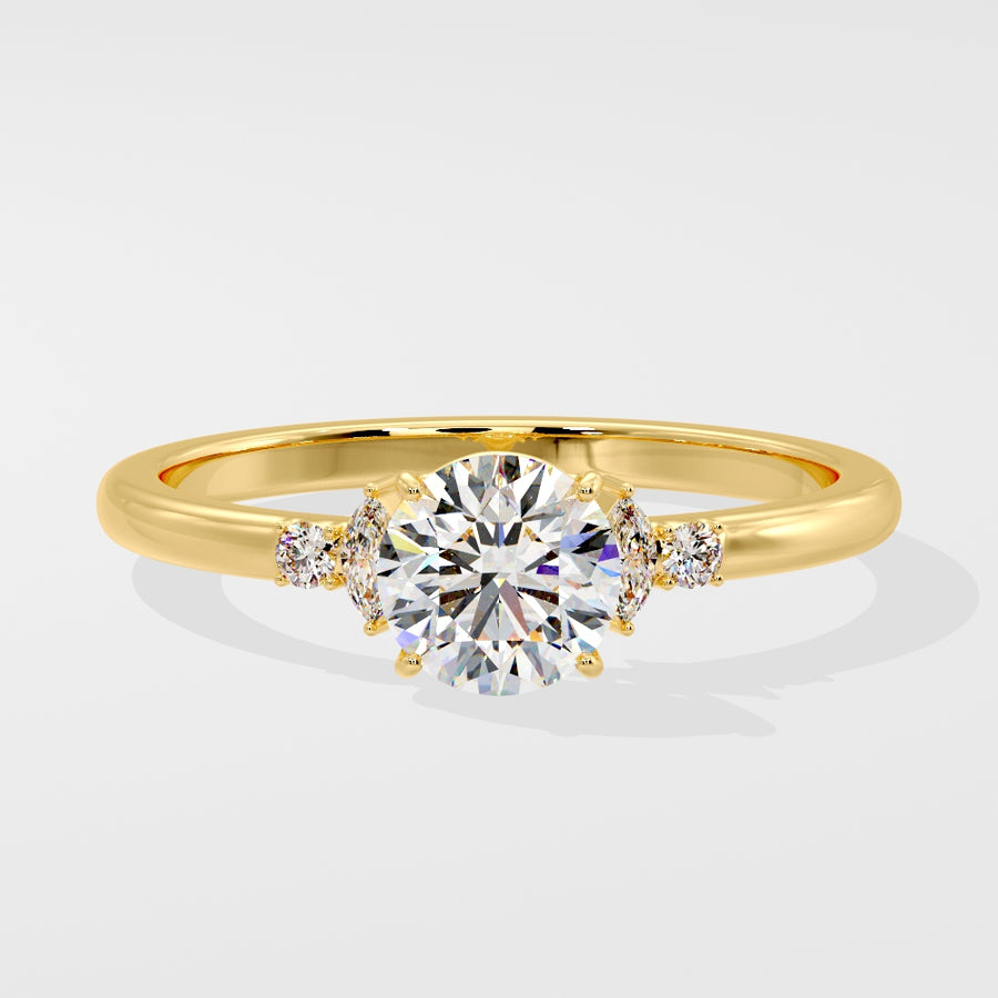 Arika 2 Carat Round Lab Grown Diamond Engagement Ring in 18K Gold