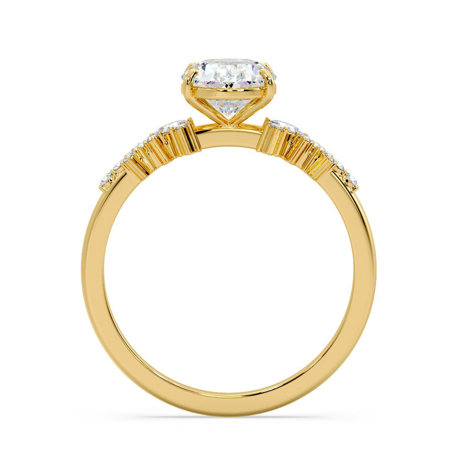 Celeste 2 Carat Lab Grown Oval Diamond Engagement Ring in 18K Gold