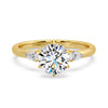 Three Stone Six Prong Round Natural Diamond Engagement Ring in 14K Gold - GEMNOMADS