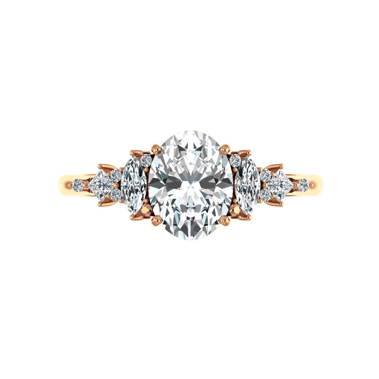 cluster oval diamond engagement ring rose gold