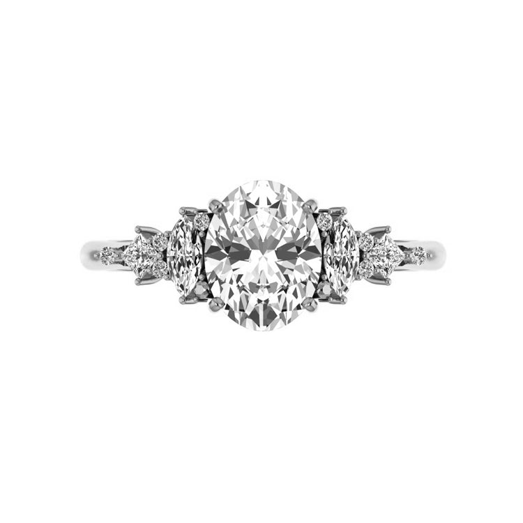 cluster oval diamond engagement ring white gold