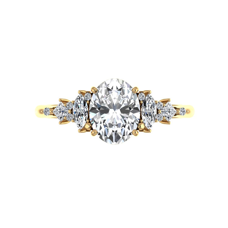 cluster oval diamond engagement ring yellow gold