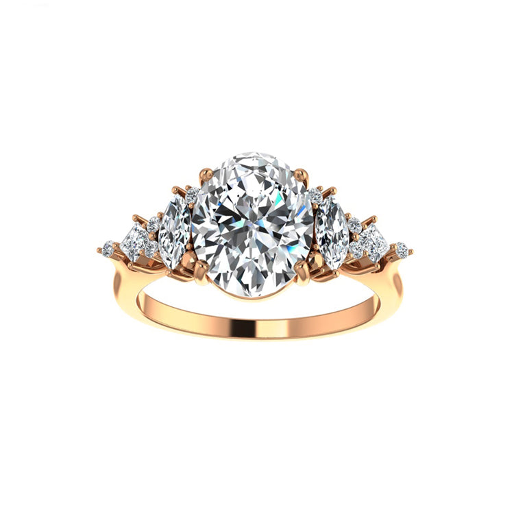 cluster oval diamond engagement ring rose gold