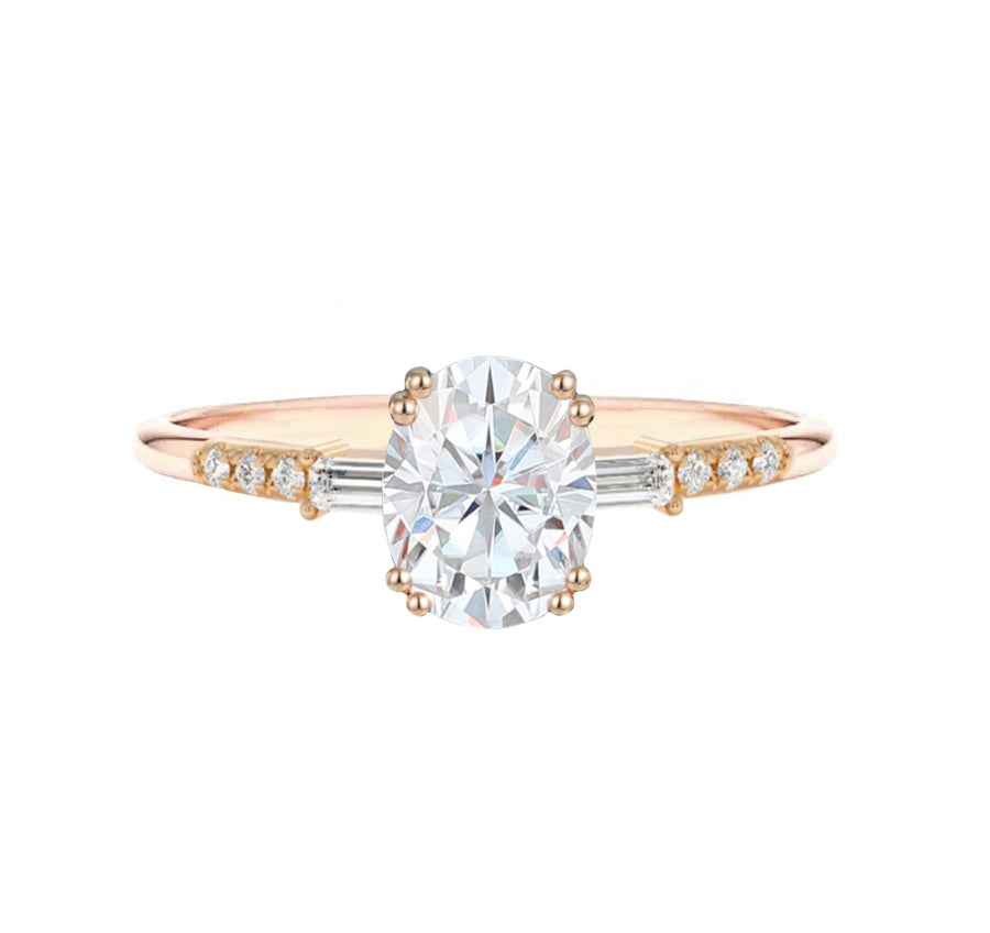 Laurel Double Prong Oval Earth Mined Diamond Engagement Ring in 18K Gold