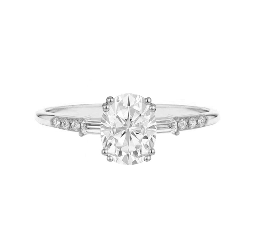 Laurel Double Prong Oval Lab Grown Diamond Engagement Ring in 18K Gold