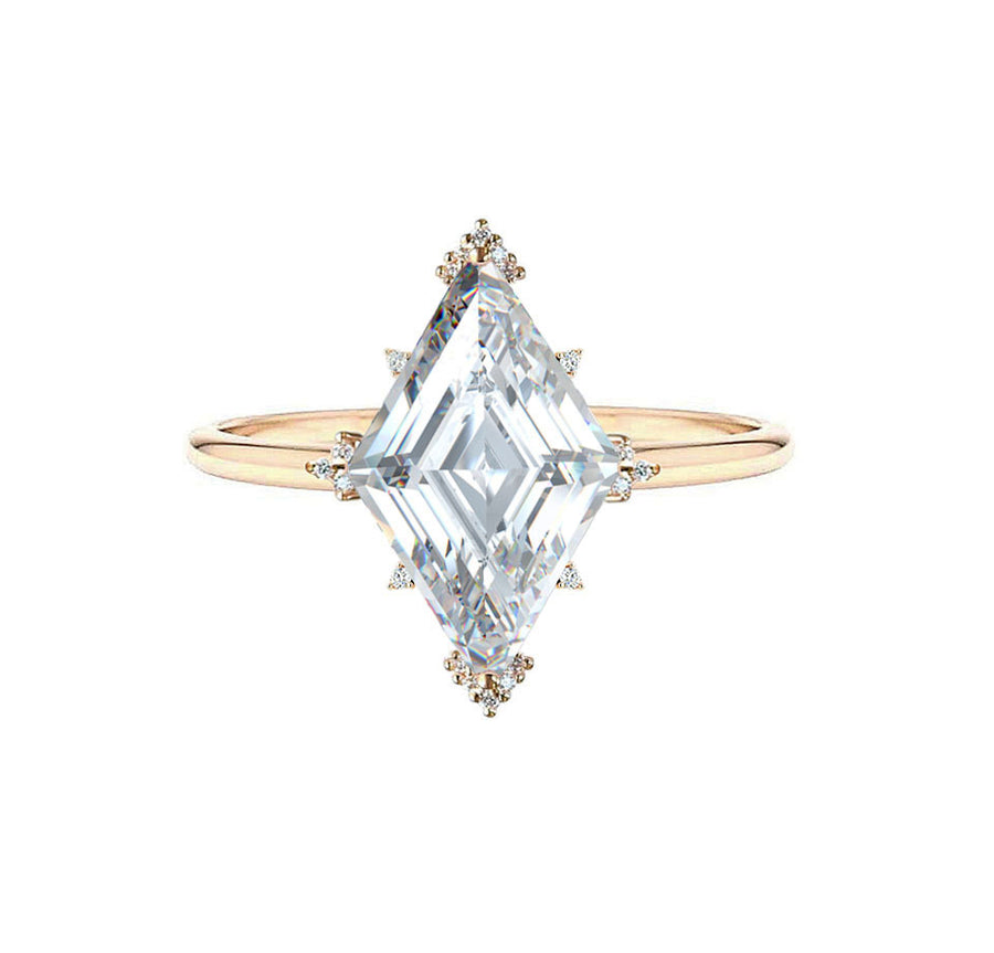 Vintage 2 Carat Lozenge Lab Grown Diamond Engagement Ring in 18K Gold