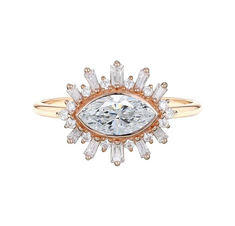 Magnolia Natural Marquise Diamond Engagement Ring in 18K Gold