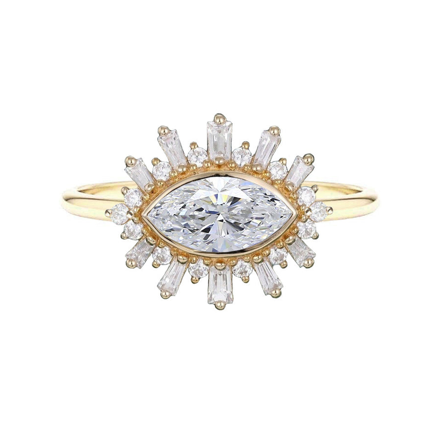 Magnolia Lab Grown Marquise Diamond Engagement Ring in 18K Gold