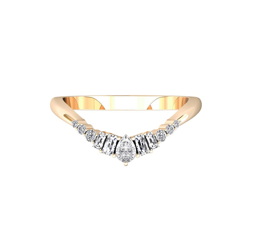 Marley Curved Diamond Wedding Ring In 18K Gold