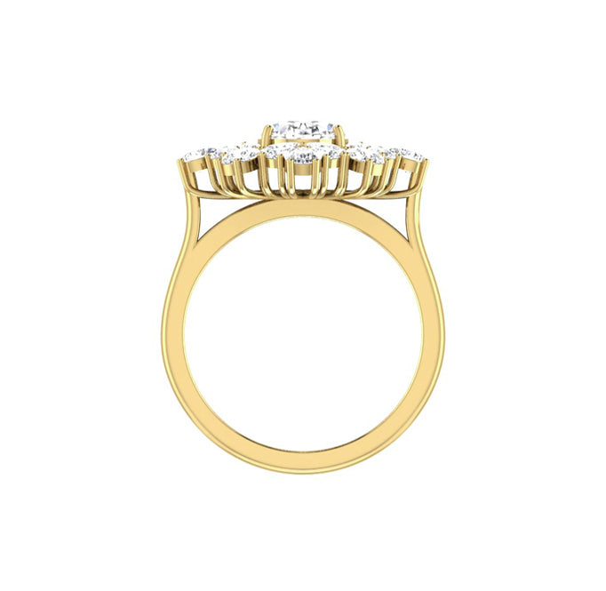 Mirabell Art Deco 2 Carat Pink Tourmaline Diamond Ring in 18K Gold