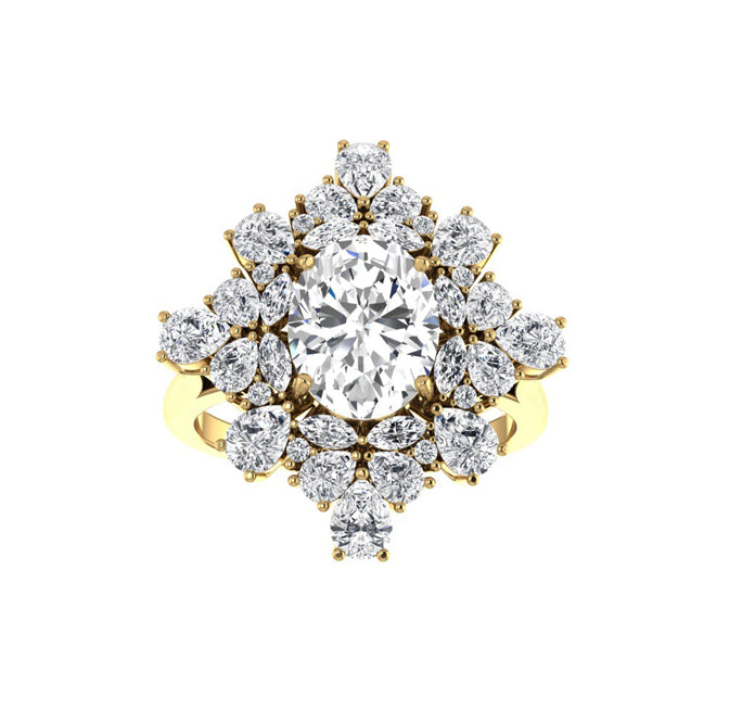 Mirabell Art Deco 2 Carat Natural Diamond Engagement Ring in 18K Gold