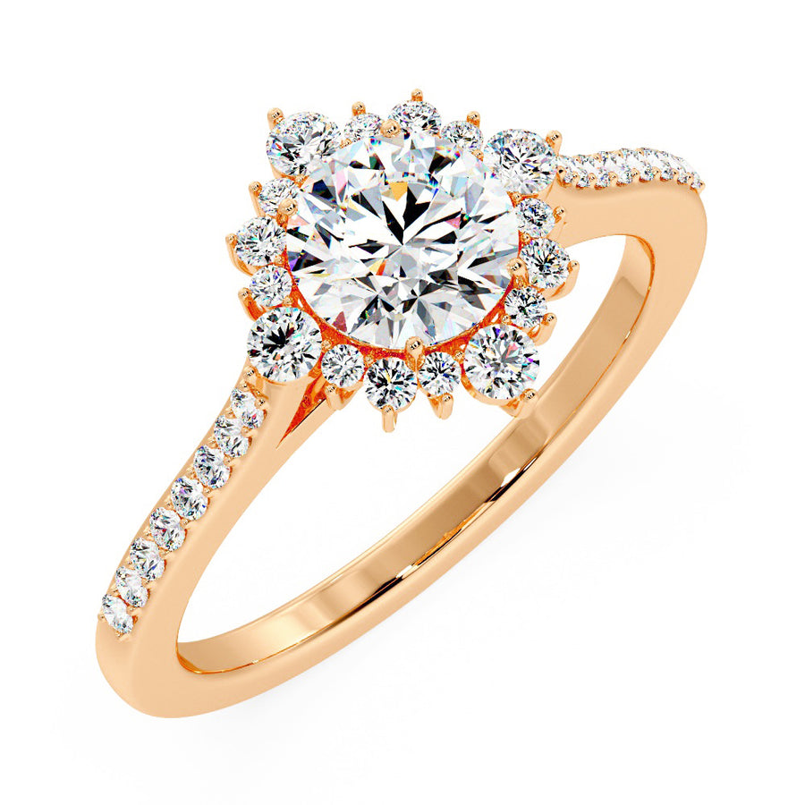 Naisha Floral Halo Lab Grown Diamond Engagement Ring in 18K Gold