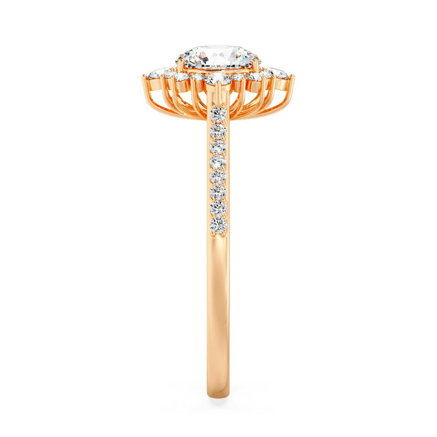 Naisha Floral Halo Natural Diamond Engagement Ring in 18K Gold - GEMNOMADS