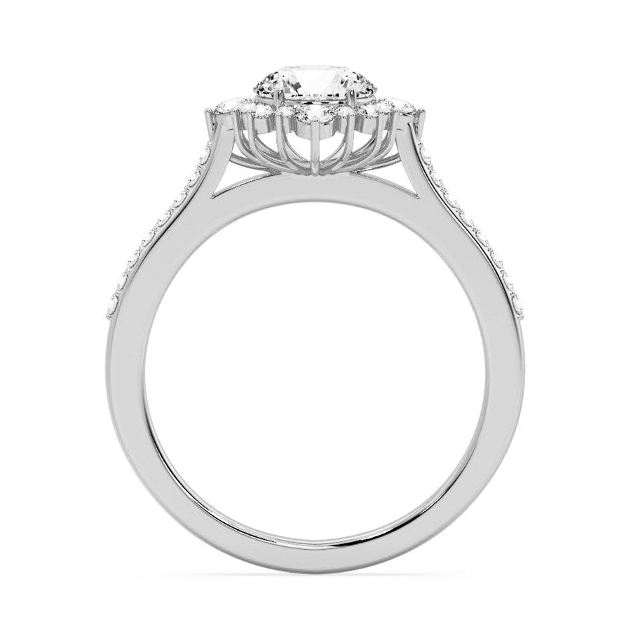 Naisha Floral Halo Natural Diamond Engagement Ring in 18K Gold - GEMNOMADS