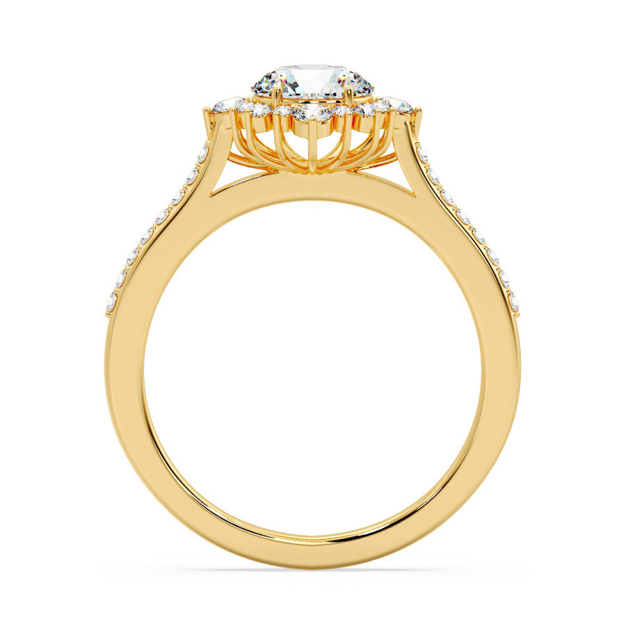 Naisha Floral Halo Lab Grown Diamond Engagement Ring in 18K Gold