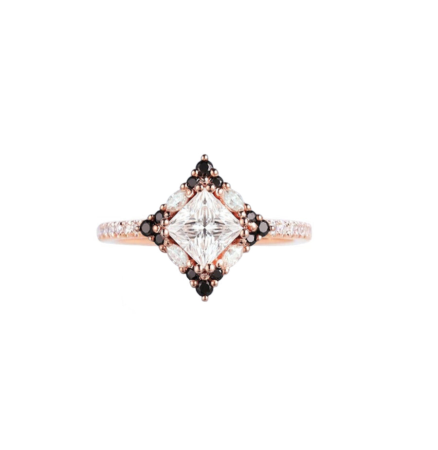 Naomi Natural Princess Cut Diamond Engagement Ring in 18K Gold