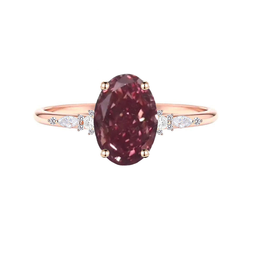 Olivia 3 Carat Lab Created Oval Pink Diamond Engagement Ring