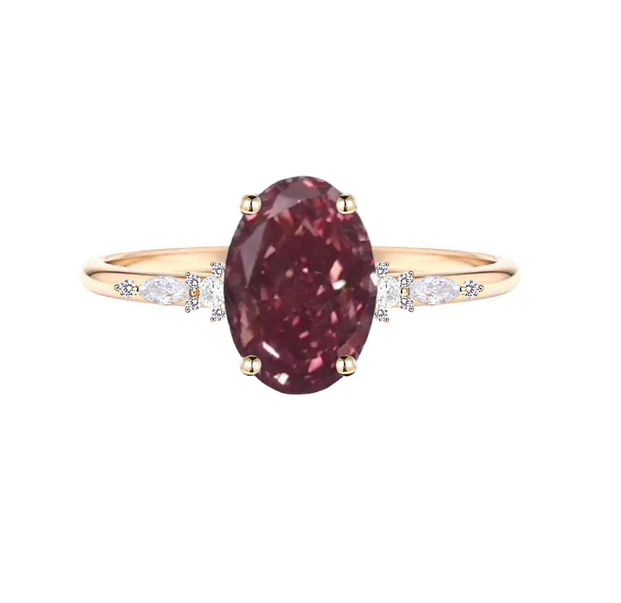 Olivia 3 Carat Lab Created Oval Pink Diamond Engagement Ring