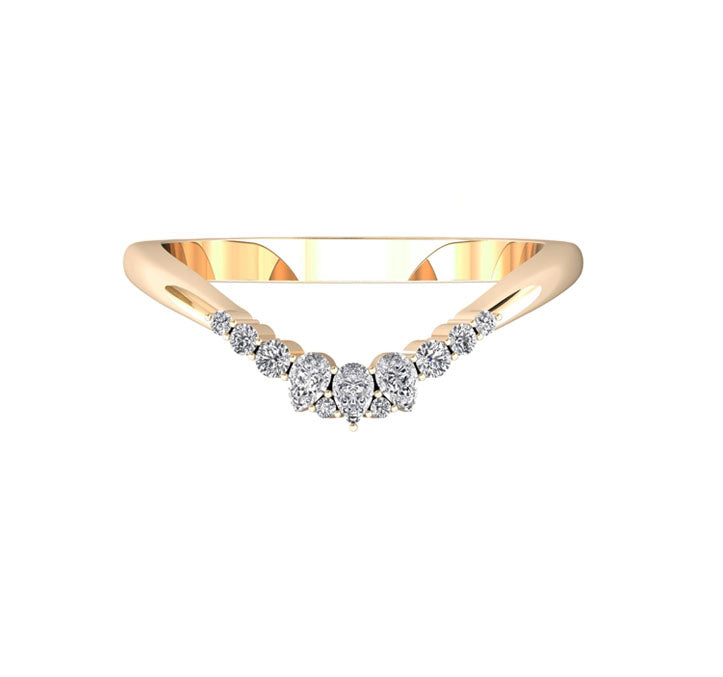 Orion Curved Diamond Wedding Ring In 18K Gold