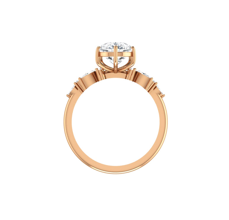 Aviana 3.71 Carat Floral Pear Natural Diamond Engagement Ring in 18K Gold