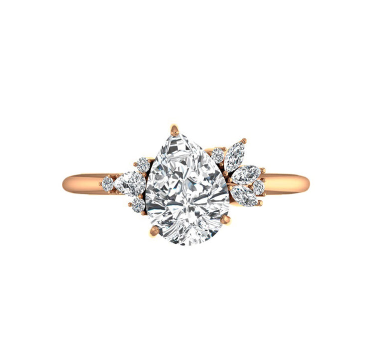 Ashley 2 Carat Pear Lab Diamond Engagement Ring in 18K Gold