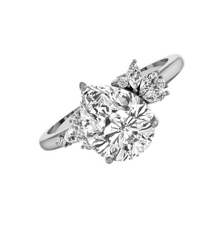 Ashley 2 Carat Pear Natural Diamond Engagement Ring in 18K Gold