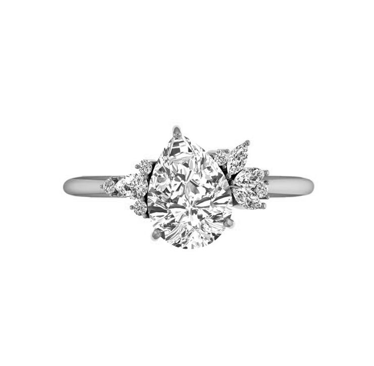 Ashley 2 Carat Pear Lab Diamond Engagement Ring in 18K Gold